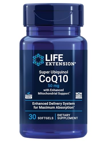 Life Extension Super Ubiquinol CoQ10 with Enhanced Mitochondrial Support – 200 mg, Shilajit – Promotes Heart Health, Cell Energy, Oxidative Stress – Gluten-Free, Non-GMO – 30 Softgels
