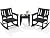 SERWALL 3 Piece Rocking Bistro Set, HDPE Patio Furniture Set with Bistro Table and Chairs for Backyard,Porch, Poolside, Balcony, and Garden- Black