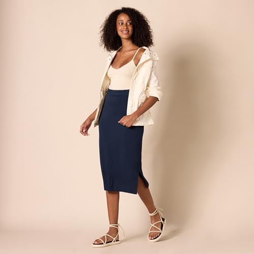 Image of Amazon Essentials Women's Pull-On Knit Midi Skirt with Elastic Waist, Stretchy (Available in Plus Size)