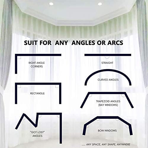 Ceiling Curtain Track, Curtain Track Ceiling Wall Mount  Two Ways To Install, 5 Meters/ 16.4 Ft Curtain Track Room Divider Flexible Sliding Curved Rv Curtain Track System Track Hooks for Bay Window