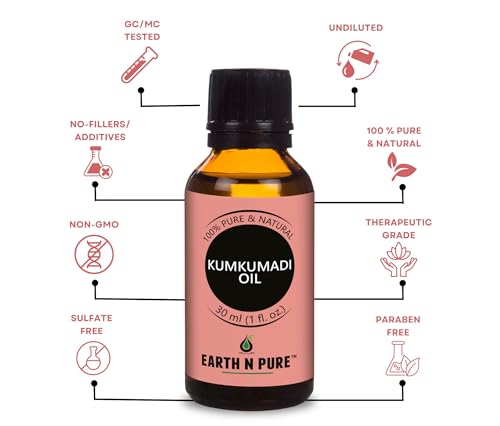 Image of Earth N Pure Kumkumadi Oil for Face Glow & Skin Care - 100% Pure Oil for Even Skin Tone & Radiant Skin - Ayurvedic Kumkumadi Tailam - 30ml