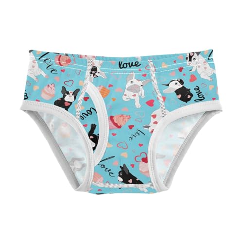 Wusikd Cute Love Valentine Boys' Underwear Cotton French Bulldog Boys Briefs Soft Toddler Underwear 5T