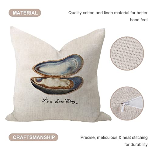 Rustic Pillows Cushion Covers 16X16 It's A Shore Thing Snail Sea Shells Farmhouse Decor Breathable Accent Pillows Beach Coastal Ocean Tropical Theme Linen Throw Pillow Case For Home Bedroom Outdoor #TOP2