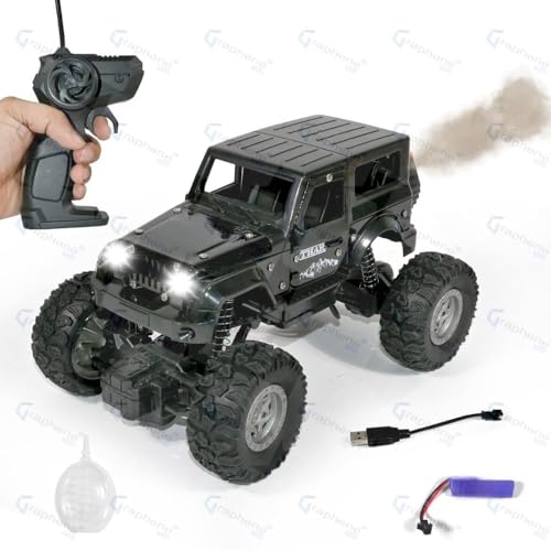 Image of GRAPHENE Remote Control Car for Kids Rechargeable Thar Smoke Car Rock Crawler Water Mist High Speed 4 * 4 Toy Car Monster Truck with 2Speed Lithium Battery 4WD RC Racing Car Gift for Kids, Multicolor