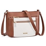 Picture of Telena Crossbody Bags for Women, Leather Cross body Purse With Adjustable Strap (Beige With Brown, X-Large)