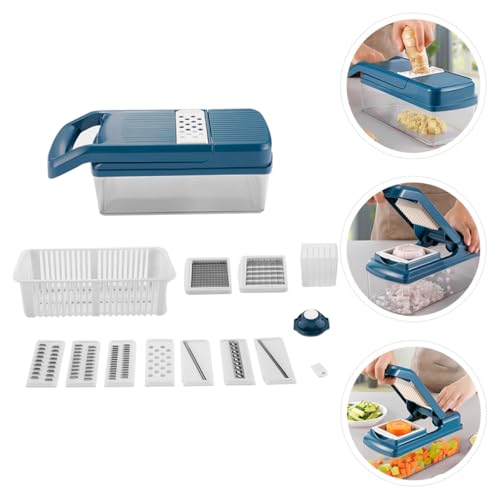 Cortadora y ralladora manual para verduras azul multifunctional miniatura 6