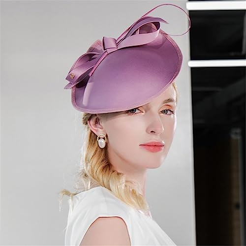 Fascinator église haut de gamme en feutre violet capolinea rétro chic