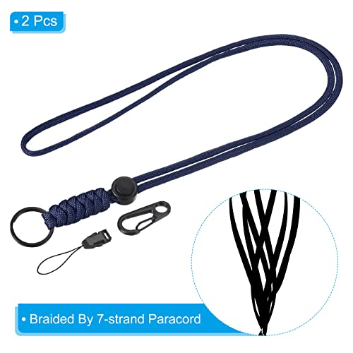 PATIKIL Paracord Lanyard 20 Inch, 2 Pack Necklace Keychain Cord Metal Clasp Hook Ring Strap for Keys Whistle ID Card Badge Holder Blue - Image 3