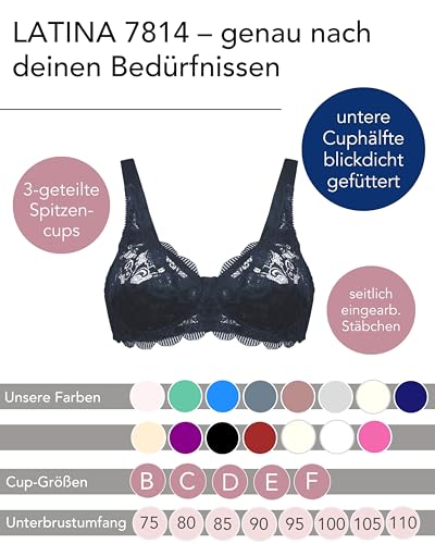 Susa BH Damen ohne Bügel Latina, Damen-BHS mit genähten Cups & längenverstellbarem Träger, Idealer Halt,Häkchenverschluss – Ansicht 2
