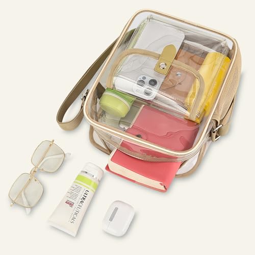 Image of SPODEARS Clear Crossbody Bag for Stadium, Concert, Festival & More - Adjustable Shoulder Strap & Bottle Holder