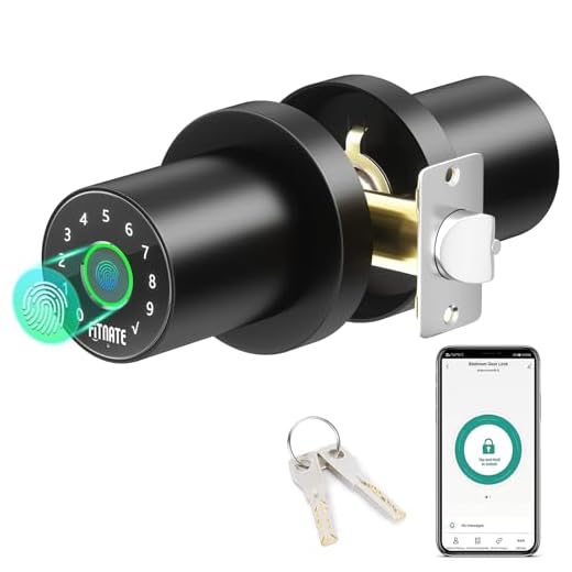 FITNATE Manopola per porta con impronte digitali, con tastiera, manopola intelligente con controllo app, serratura biometrica per porta d'ingresso senza chiave, per camera da letto, appartamento,