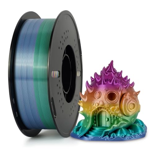 Kingroon Silk Rainbow 3D Printer Filament PLA, Multi Colour PLA Filament, Dimensional Accuracy ±0.02mm, 1kg Spool(2.2lbs