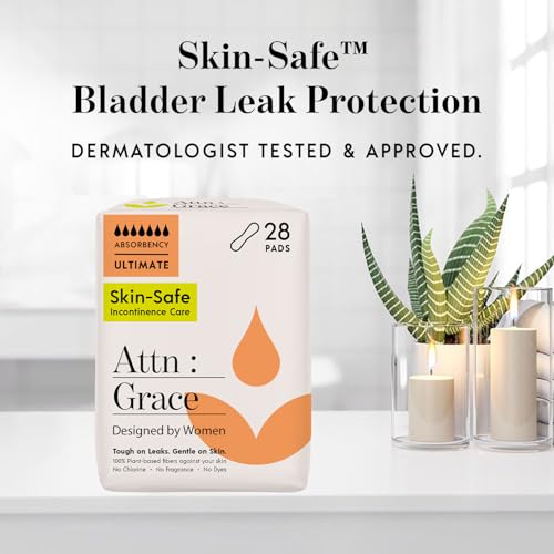 Attn: Grace Ultimate Incontinence Pads for Women, 28-Pack - Plant-Based, High Absorbency, Breathable - Overnight Pads for Heavy Bladder Leaks & Sensitive Skin