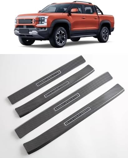 Carbon Fiber Door Sill Protector for BYD Shark 6 2024-2025 2026, Auto Parts Door Entry Guard Scuff Plates Trim Covers Accessories (Outside) (Instide)