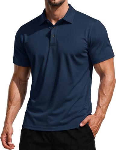 MAGCOMSEN Mens Polo Shirts Short Sleeve Dry Fit Breathable Performance Golf Polos Casual Business Collared Shirt Men