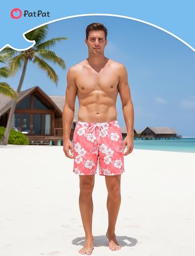 Image of PATPAT Family Matching Swimsuits Two Piece Hawaiian Tropical Beach Bikini and Swim Trunks Set Mommy and Me Bathing Suits