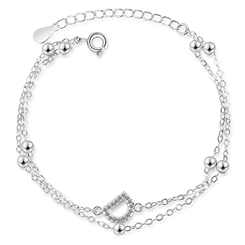 Bracelet double chaîne en argent anti-ternissement avec zircon D