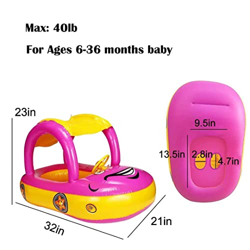 Baby Pool Float With Canopy Summer Steering Wheel Sunshade Swim Ring Car Inflatable Toys Infants Float Seat Boat For Kids Toddlers #TOP6