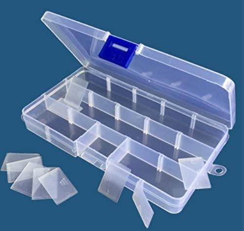 Yansanido 4 Pcs 15 Grids Clear 6.85 Inch x 3.85 Inch Adjustable Small Removable Clear Plastic Jewelry Organizer Divider Storage Box Jewelry Earring Tool Containers (4 Pcs Clear) - Image 4