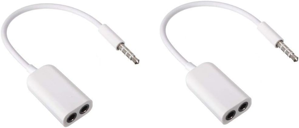 Classico 2 in 1 Listing Cable Stereo Audio Male to 2 X 3.5 mm Female Earphone Splitter Cable Adapter for Smartphones (White)