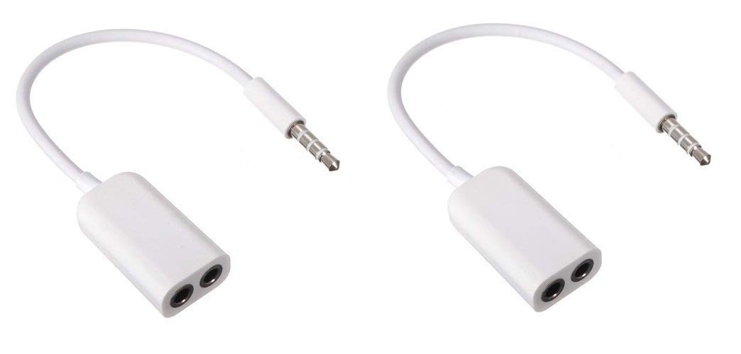 Classico 2 in 1 Listing Cable Stereo Audio Male to 2 X 3.5 mm Female Earphone Splitter Cable Adapter for Smartphones (White)