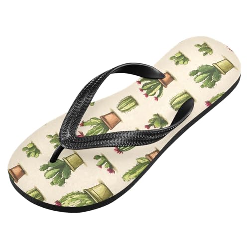 Cartoon Cactus Flip Flop Sandal for Women Men, Casual Beach Slippers Indoor Outdoor XS2