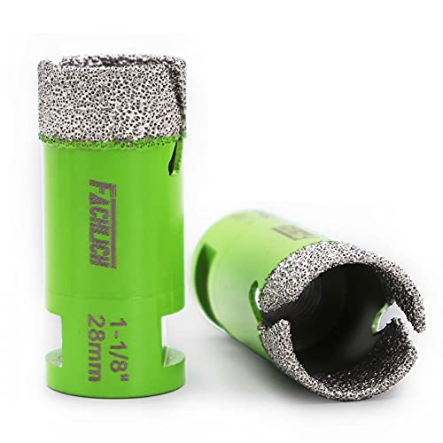 Image of Diamond Core Drill Bit,2pcs Diameter 1-1 /8 inch 28mm Thread 5 /8-11,Vacuum Brazed Dry Wet Hole Saw for Porcelain Tile,Granite,Marble,Concrete,Masonry,Brick