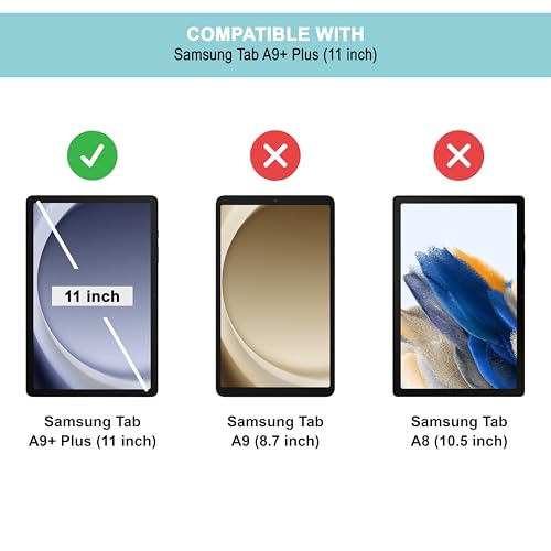 Image of CEDO Tri-Fold for Samsung Tab A9+ Plus (11 in) Smart Case Flip Cover with Multi Viewing Angles Stand | Leather Finish | Heat Dissipation | TPU Backcover (Black)