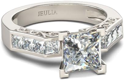 Jeulia Anillo de compromiso de diamante de Eternity para mujer: p...