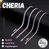 Cheria 925 Sterling Silver Chain for Mens, 3mm Silver Rope Mens Chain Necklace, Men Jewellery Gift for Man 20 Inch - Image 2