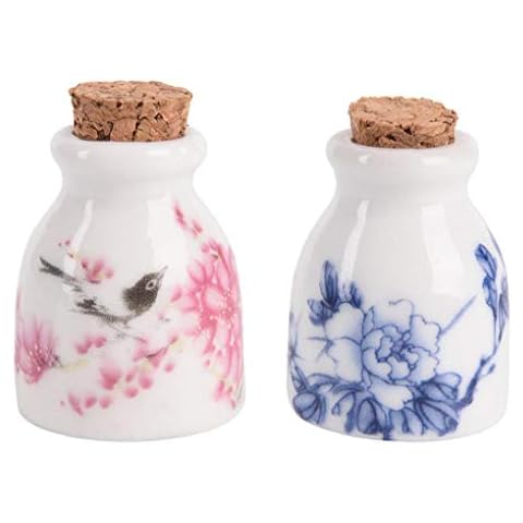 2pcs/set Printed Mini Ceramic Glass Dappen Dish Bowl Cup with Wood Lid Acrylic Liquid Glitter Powder Bottle Cover