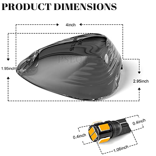 Pseqt Smoked Cab Roof Marker Lights Lens W/ T10 Amber 6Led Bulbs Compatible With F250 F350 F450 F550 Super Duty Pickup Trucks (5Pcs Smoked Lens+5Pcs Led Bulbs) #TOP4