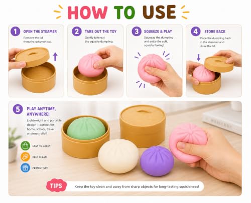 Image of Stress Relief Toy with Mini Steamer Box Soft Squishy Stress Ball, Slow Rising Sensory Squeeze Toy with Storage Case, Anxiety Relief Fidget Toy for Children, Teens & Adults