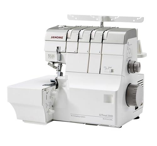 Janome AirThread 2000D Serger with One-Push Air Threading System, 8-Piece Feed Dog System, Built-in One-step Converter to Change from 3-thread to 2-thread Applications, and Built-in Needle Threader