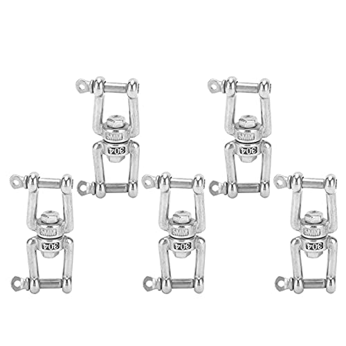 5Pcs Heavy Duty 304 Stainless Steel Rotating Snap Swivel Hooks Double Ended Anti Knot Chain Connectors Rigging Hardware for Marine Construction Industrial Use 100kg Load Capacity