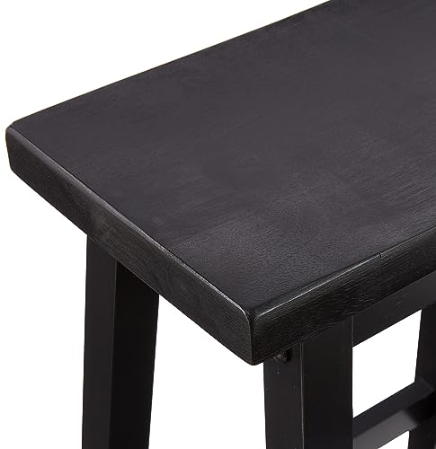 Amazon Basics Solid Wood Saddle-Seat Counter Height Bar Stools for Kitchen Island with Footrest, 24-Inch Height, Black, Set of 2 by Amazon Basics - Image 3