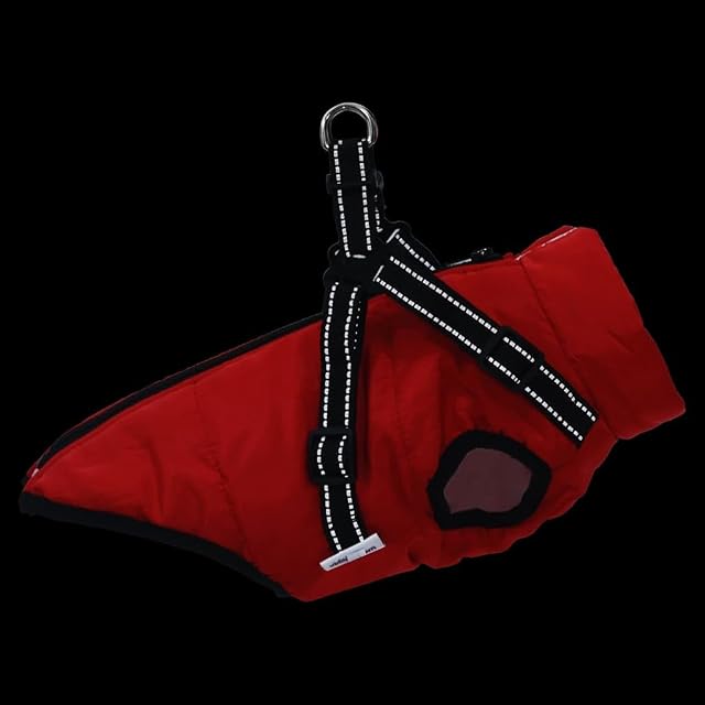 Foto 3 de 8 de vidaXL Abrigo para Perro con arnés Impermeable Reflectante L24 Rojo