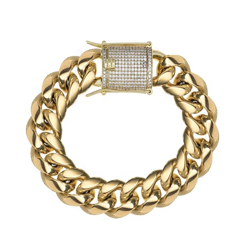 Pulsera cubana con baño en oro 14K para hombre miniatura 1