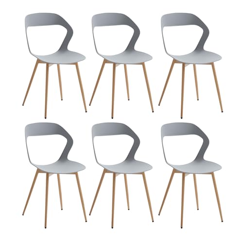 JZGORC Lot de 6 Chaises de Salle à Manger Nordiques, Chaises de Cuisine, avec Pieds de Chaise en Métal, Grand Design de Dossier évidé, idéal pour Salon,...