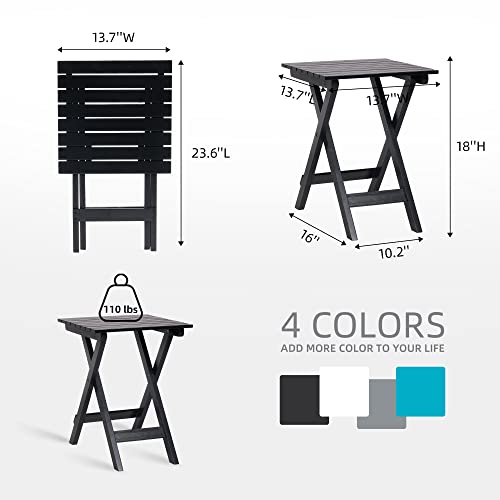 Portable Outdoor Folding Side Table, Adirondack Wood Small Square Side Table Lounge End Table For Yard, Patio, Garden, Lawn, Porch, Deck, Beach, Weather Resistant, No Assemble, Black #TOP2