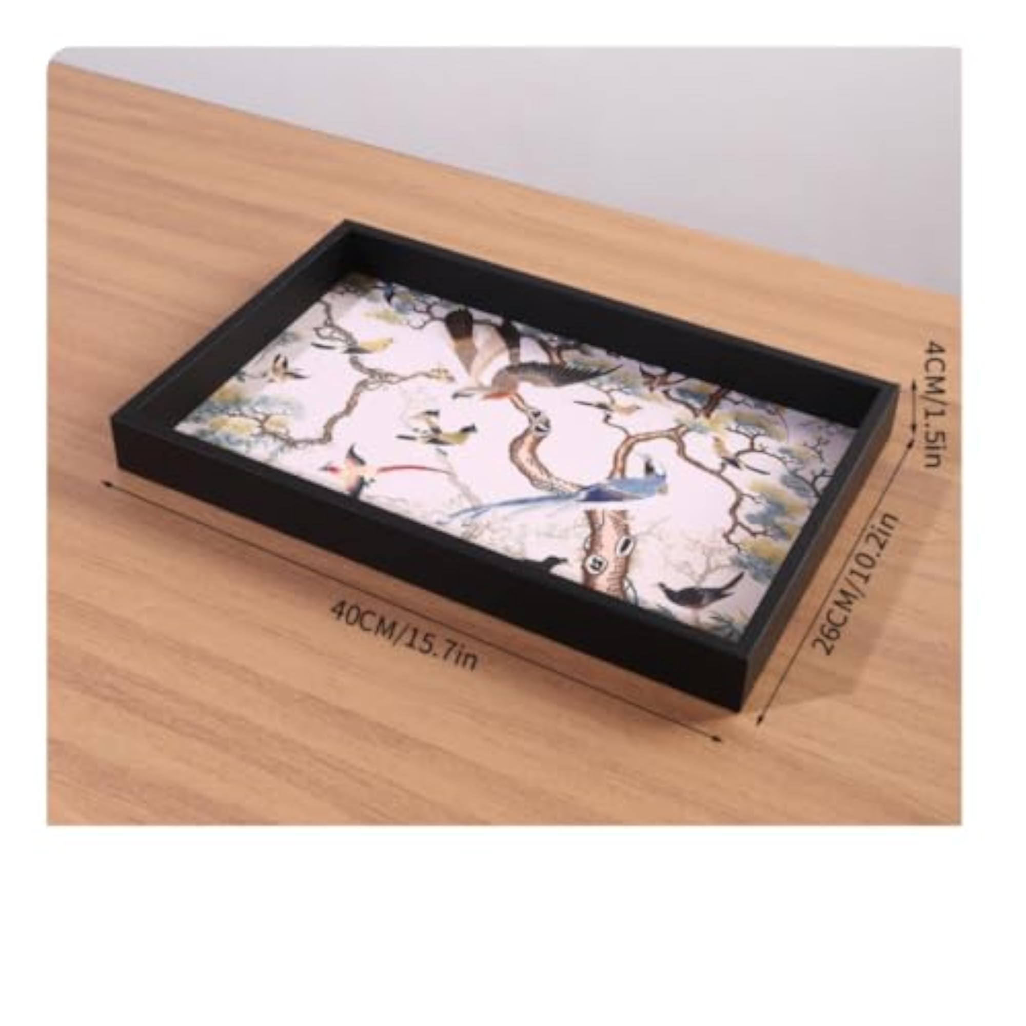 Rectangular Decorative Storage Tray, Raised-Edge Display