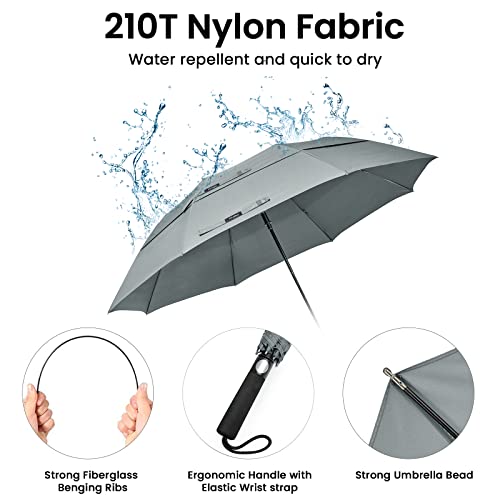 Prospo 62 Inch Portable Golf Umbrella Oversize Automatic Open Stick Umbrella, Extra Large Double Canopy Vented Windproof Waterproof Umbrella For Rain #TOP5