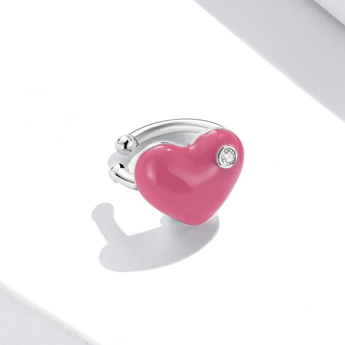 Orecchini a polsino in argento Sterling 925 a forma di cuore, in oro rosa, leggeri, comodi per tutti i giorni