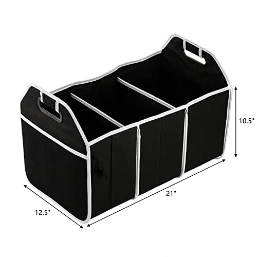 Frcctre Foldable Cargo Trunk Organizer, Portable Three Compartments Waterproof Cargo Trunk Groceries Collapsible Storage Organizer For Auto, Suv, Truck, Van, Black #TOP1