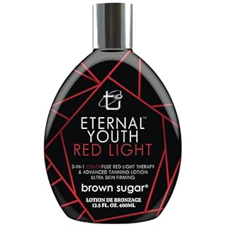 Brown Sugar Eternal Youth Tanning Lotion, 2-in-1 Color Fuse Red Light & Ultra Skin Firming Advanced Tanning Lotion with Peptides, Hyaluronic Acid, Green Tea & Aloe, 13.5 Fl Oz