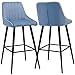 Duhome 2X Sgabelli da Bar Tessuto (Velluto) Quadrato con Schienale Piedini in Metallo Selezione Colore 5162, Colore:Blu, Materiale:Velluto