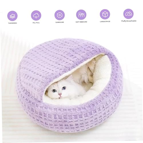 Grotte pour chat chaud et lavable : lit fermé apaisant pour chaton M - 7