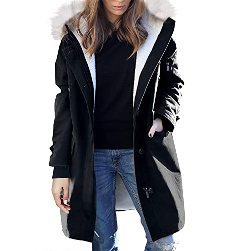 fartey Long Down Coats for Women Warm Winter Heavy Parka Jacket Waterproof Fleece Lined Fuzzy Hooded Windbreaker Outwear