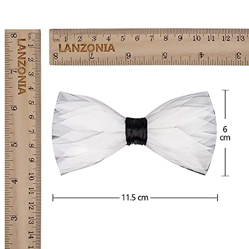 Image of Feather Bow Ties for Men Original Luxury Elegant Wedding Bow Tie Pre-Tied Handmade Mens Bowties for Tuxedo