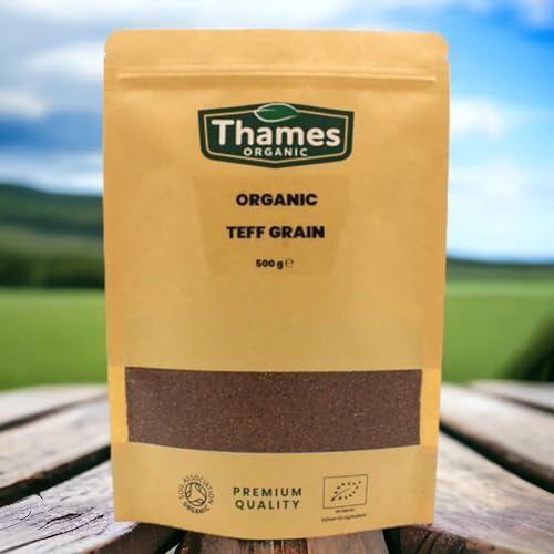 Organic Teff Grain - Raw, Vegan, No Additives, No Preservatives, GMO Free, High in Protein and Fibre for Cooking and Baking by Thames Organic 1kg